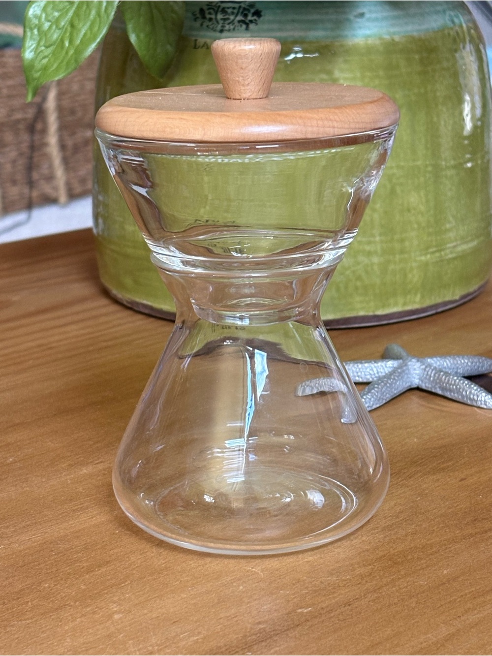 Chemex wood-Top Glass cream and sugar set - Clear